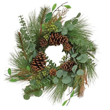 Lg Pine w/Leaf Wreath, 22
